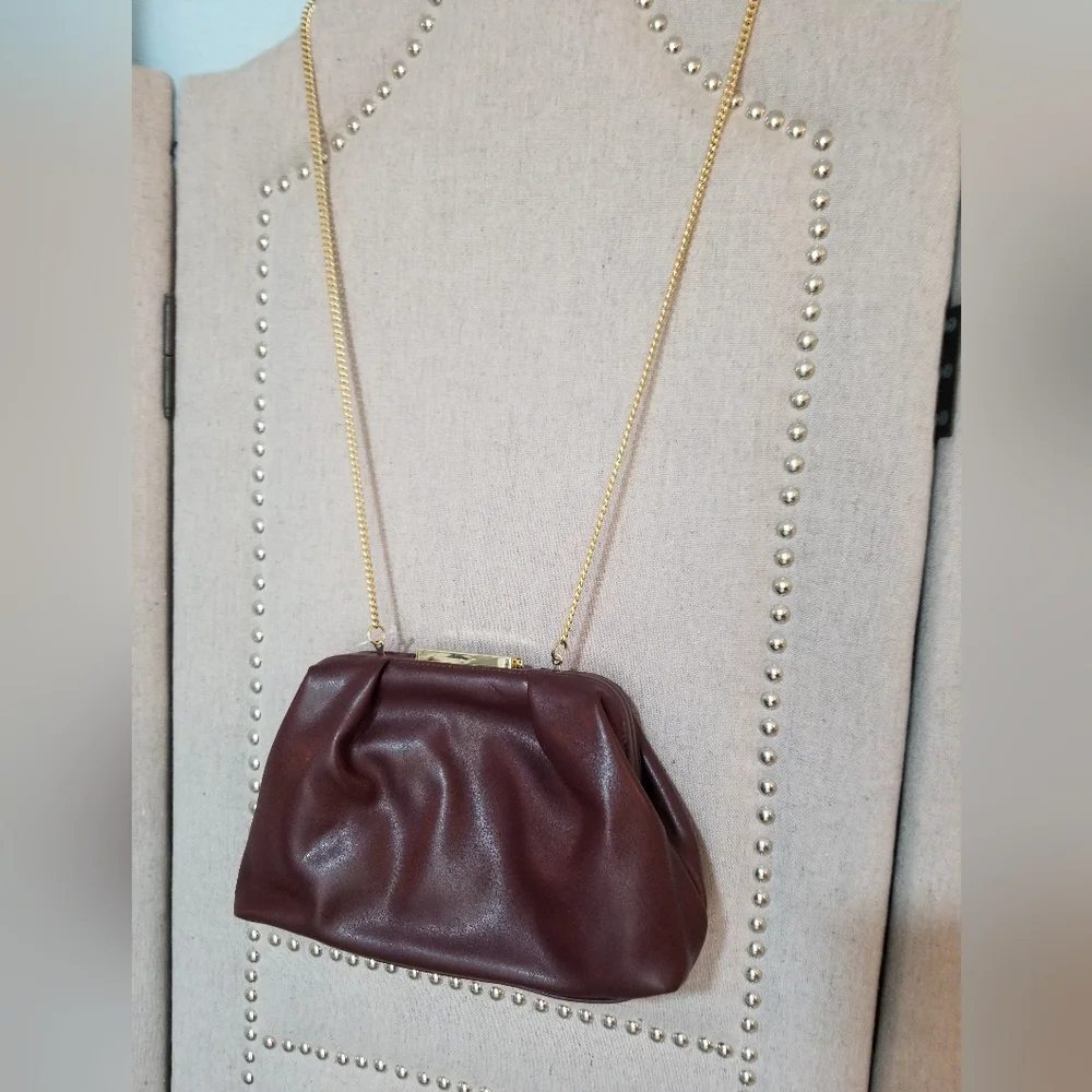 Ann Taylor Soft Frame Clutch Merlot - Picture 4 of 16